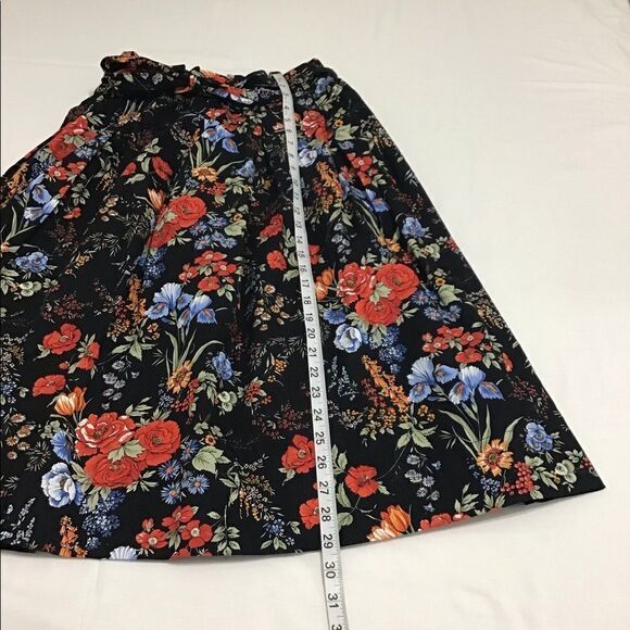 H&M Black Floral Print Paper Back Waist Self Tie Belt Size Small - Picture 5 of 8